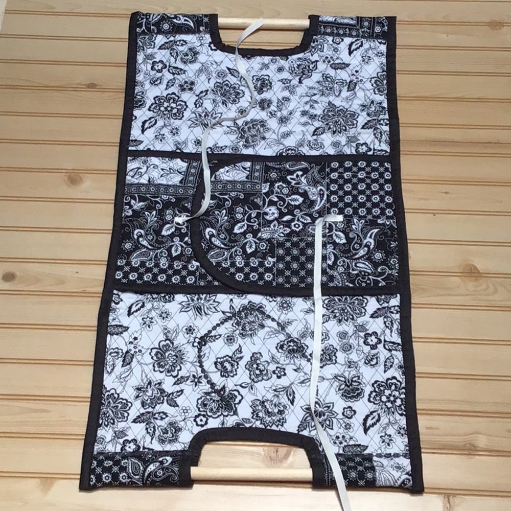 Handmade Cottagecore Black‎ & White Print Potluck Dish Carrier Cloth Tote